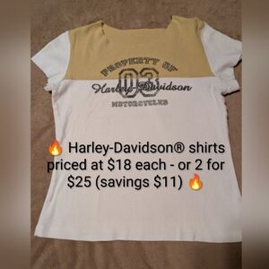 Vintage Authentic Harley-Davidson® Gold & White Tee & Rhinestones